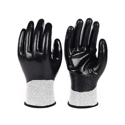 HPPE ถุงมือทนต่อการเคลือบแบบไนไตรล์